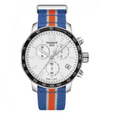 Tissot Quickster Chronograph NBA New York Kicks White Dial Multicolored Nato Strap Watch For Men - T095.417.17.037.06 Authentic Buy Shop Now