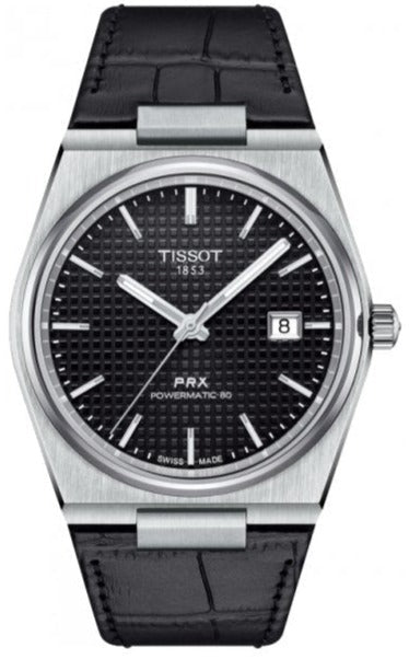 Tissot PRX Powermatic 80 Black Dial Black Leather Strap Watch for Men - T137.407.16.051.00 Authentic Buy Shop Now