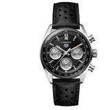 Tag Heuer Carrera Automatic Chronograph Black Dial Black Leather Strap Watch for Men - CBS2210.FC6534 Authentic Buy Shop Now