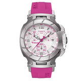 Tissot T Race Chronograph White Dial Pink Rubber Strap Watch for Women - T048.217.17.017.01 Authentic Buy Shop Now