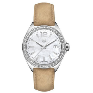 Tag Heuer Formula 1 Quartz Diamonds Mother of Pearl Dial Beige Leather Strap Watch for Women - WBJ131A.FC8254 Authentic Buy Shop Now