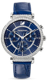 Swarovski Passage Chrono Crystal Blue Dial Blue Leather Strap Watch for Women - 5580342 Authentic Buy Shop Now