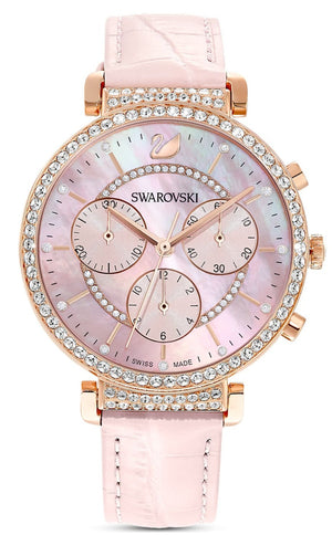 Swarovski Passage Chrono Pink Dial Pink Leather Strap Watch for Women - 5580352 Authentic Buy Shop Now