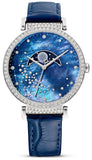 Swarovski Passage Moon Phase Blue Dial Blue Leather Strap Watch for Women - 5613320 Authentic Buy Shop Now