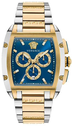 Versace Dominus Chronograph Blue Dial Two Tone Steel Strap Watch For Men - VE6H00723 Authentic Buy Shop Now