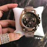 Michael Kors Bradshaw Chronograph Brown Dial Brown Steel Strap Watch For Women - MK6247 Authentic Buy Shop Now