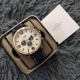 Fossil Nate Chronograph White Dial Blue Leather Strap Watch for Men - JR1480 Authentic Buy Shop Now