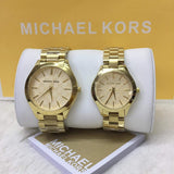 Michael Kors Slim Runway Gold Dial Gold Steel Strap Watch for Women - MK3335 Authentic Buy Shop Now
