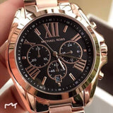 Michael Kors Bradshaw Black Dial Rose Gold Steel Strap Watch for Women - MK5854 Authentic Buy Shop Now