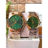 Michael Kors Slim Runway Green Dial Gold Steel Strap Watch for Women - MK3435 Authentic Buy Shop Now