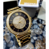 Michael Kors Catlin Black Dial Gold Steel Strap Watch for Women - MK3338 Authentic Buy Shop Now