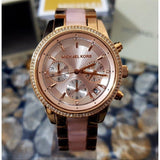 Michael Kors Ritz Chronograph Rose Gold Dial Two Tone Steel Strap Watch for Women - MK6307 Authentic Buy Shop Now
