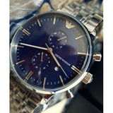 Emporio Armani Gianni Chronograph Blue Dial Silver Steel Strap Watch For Men - AR80013 Authentic Buy Shop Now