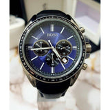Hugo Boss Driver Sport Chronograph Blue Dial Black Leather Strap Watch for Men - 1513077 Authentic Buy Shop Now