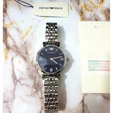 Emporio Armani Gianni T Bar Dark Blue Dial Silver Stainless Steel Watch For Women - AR11091 Authentic Buy Shop Now