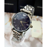 Emporio Armani Gianni T Bar Dark Blue Dial Silver Stainless Steel Watch For Women - AR11091 Authentic Buy Shop Now