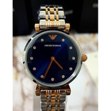 Emporio Armani Gianni T Bar Crystal Blue Dial Two Tone Steel Strap Watch For Women - AR11092 Authentic Buy Shop Now