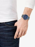 Michael Kors Bayville Chronograph Blue Dial Grey Steel Strap Watch For Men - MK8727 Authentic Buy Shop Now