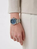 Michael Kors Lexington Chronograph Blue Dial Silver Steel Strap Watch For Women - MK7215 Authentic Buy Shop Now