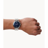 Emporio Armani Aviator Chronograph Blue Dial Silver Steel Strap Watch For Men - AR11238 Authentic Buy Shop Now