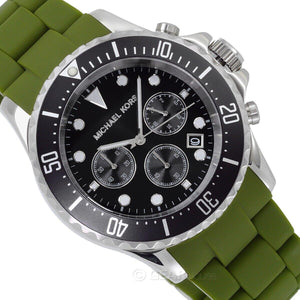 Michael Kors Everest Chronograph Black Dial Green Silicone Strap Watch For Men - MK8981 Authentic Buy Shop Now