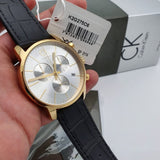 Calvin Klein City Chronograph Silver Dial Black Leather Strap Watch for Men - K2G275C6 Authentic Buy Shop Now