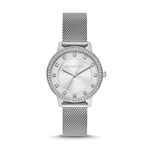 Michael Kors Quartz Crystals White Dial Silver Mesh Strap Watch for Women - MKO1013 Authentic Buy Shop Now