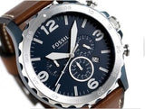 Fossil Nate Chronograph Navy Blue Dial Brown Leather Strap Watch for Men - JR1504 Authentic Buy Shop Now