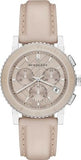 Burberry The City Chronograph Rose Gold Dial Beige Leather Strap Watch For Women - BU9702 Authentic Buy Shop Now