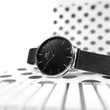 Daniel Wellington Petite Ashfield Black Dial Black Mesh Strap Watch For Women - DW00100308 Authentic Buy Shop Now