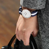 Daniel Wellington Classy Glasgow White Dial Two Tone Nylon Strap Watch For Women - DW00100078 Authentic Buy Shop Now