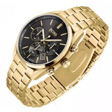 Hugo Boss Champion Black Dial Gold Steel Strap Watch for Men - 1513848 Authentic Buy Shop Now