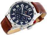 Tommy Hilfiger Trent Quartz Blue Dial Brown Leather Strap Watch for Men - 1791066 Authentic Buy Shop Now
