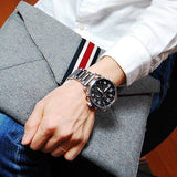 Tommy Hilfiger Briggs Chronograph Black Dial Silver Steel Strap Watch for Men - 1791422 Authentic Buy Shop Now