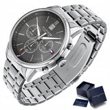 Tommy Hilfiger Kyle Chronograph Grey Dial Silver Steel Strap Watch for Men - 1791632 Authentic Buy Shop Now