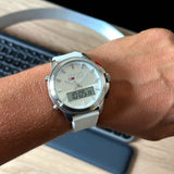 Tommy Hilfiger Digital Silver Dial White Silicone Strap Watch For Men - 1791764 Authentic Buy Shop Now