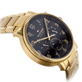 Tommy Hilfiger Daniel Chronograph Black Dial Gold Steel Strap Watch For Men - 1791978 Authentic Buy Shop Now