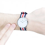 Daniel Wellington Classic Canterbury White Dial Two Tone Nylon Strap Watch For Men - DW00100016 Authentic Buy Shop Now