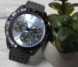 Guess Odyssey Blue Dial Grey Rubber Strap Watch For Men - W1108G6 Authentic Buy Shop Now