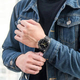 Emporio Armani Mario Chronograph Black Dial Black Leather Strap Watch For Men - AR11325 Authentic Buy Shop Now