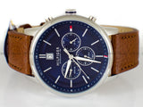 Tommy Hilfiger Kyle Multifunction Blue Dial Brown Leather Strap Watch for Men - 1791629 Authentic Buy Shop Now