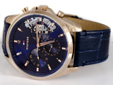 Tommy Hilfiger Baker Chronograph Quartz Blue Dial Blue Leather Strap Watch For Men - 1710451 Authentic Buy Shop Now