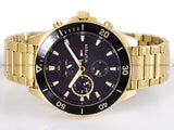 Tommy Hilfiger Larson Chronograph Black Dial Gold Steel Strap Watch For Men - 1791919 Authentic Buy Shop Now