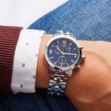Tissot PRC 200 Chronograph Blue Dial Silver Steel Strap Watch For Men - T055.417.11.047.00 Authentic Buy Shop Now