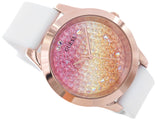 Guess Crush Crystals Gold Dial White Rubber Strap Watch for Women - W1223L3 Authentic Buy Shop Now