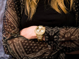Guess Frontier Diamonds Gold Dial Gold Steel Strap Watch For Women - W1156L2 Authentic Buy Shop Now