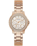 Guess Crown Jewel Multifunction Diamonds White Dial Rose Gold Steel Strap Watch For Women - GW0410L3 Authentic Buy Shop Now