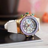 Guess Fusion Chronograph White Dial White Leather Strap Watch For Women - GW0553L2 Authentic Buy Shop Now