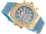 Guess Fusion Chronograph Blue Dial Blue Leather Strap Watch For Women - GW0553L3 Authentic Buy Shop Now