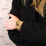Guess Sol Chronograph Gold Dial Gold Steel Strap Watch For Women - GW0483L2 Authentic Buy Shop Now
